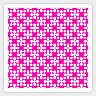 White Clovers and Dots Pattern on Pink Background Sticker